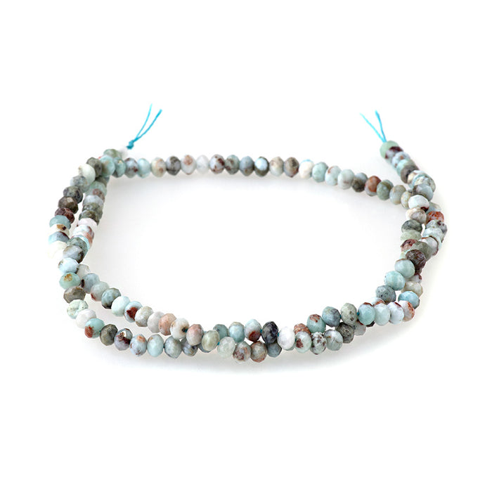 Larimar 3x4mm Faceted Rondelle with Matrix - 15-16 Inch