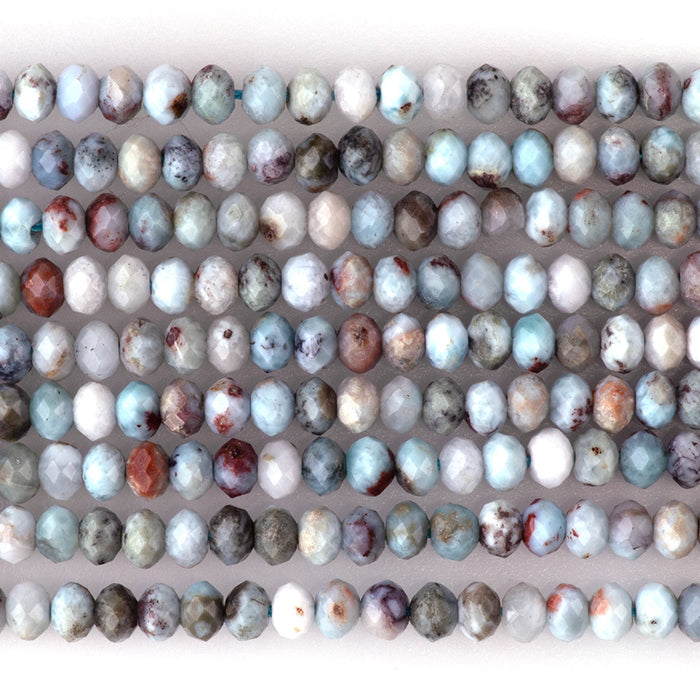 Larimar 3x4mm Faceted Rondelle with Matrix - 15-16 Inch