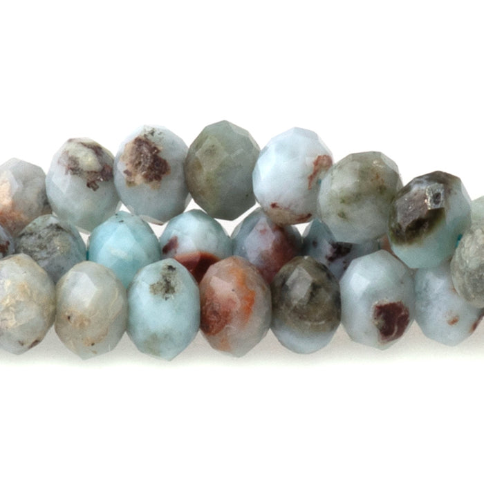Larimar 3x4mm Faceted Rondelle with Matrix - 15-16 Inch