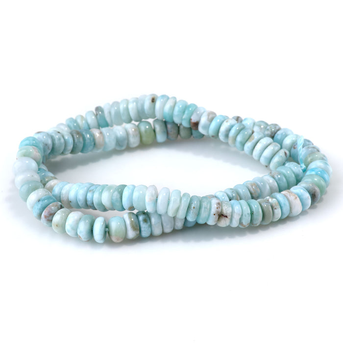 Larimar 3x7mm Tyre Beads A Grade - 15-16 Inch