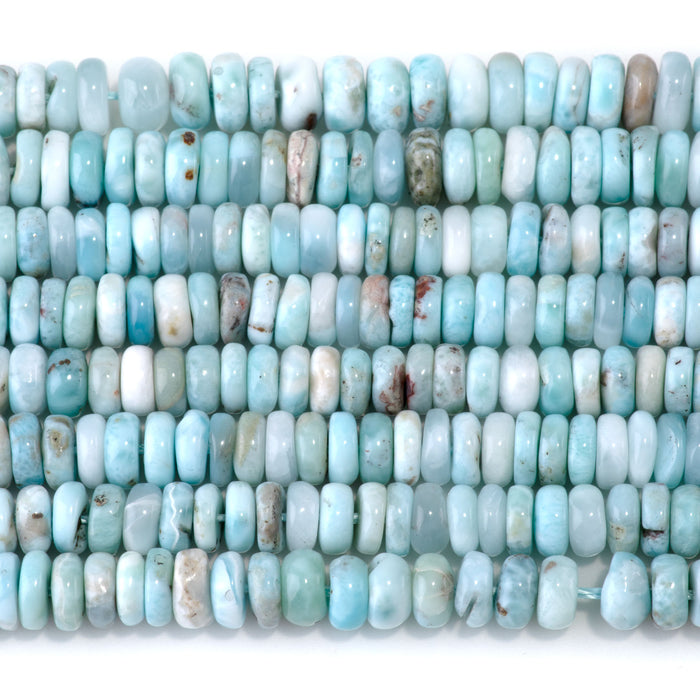 Larimar 3x7mm Tyre Beads A Grade - 15-16 Inch