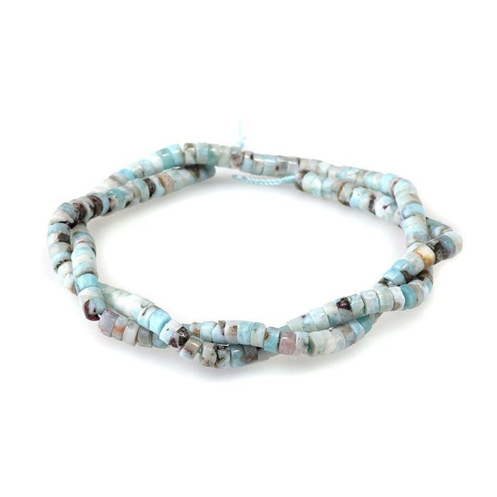 Larimar 4mm Heishi with Matrix - 15-16 Inch