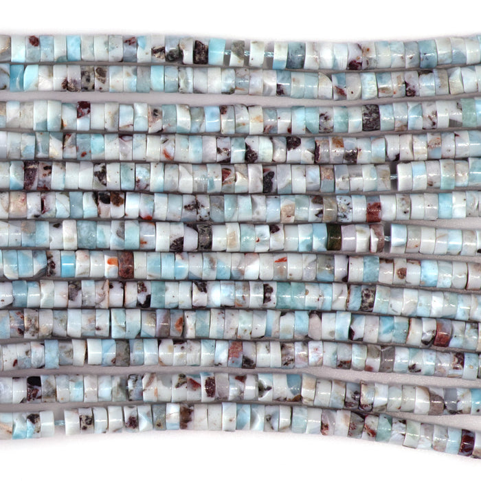 Larimar 4mm Heishi with Matrix - 15-16 Inch