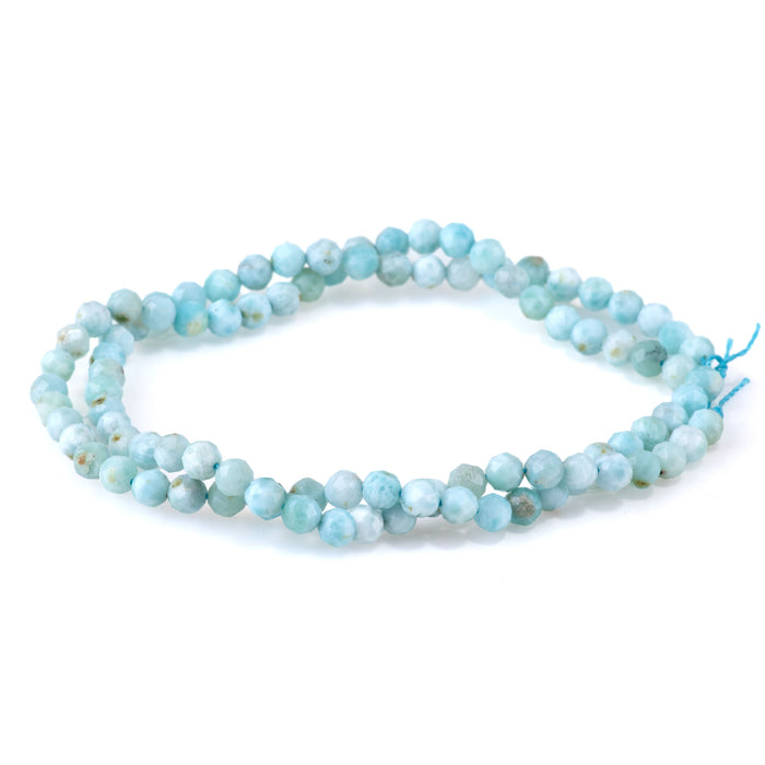 Larimar 4mm Faceted Round AA Grade - 15-16 Inch