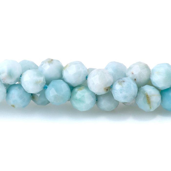 Larimar 4mm Faceted Round AA Grade - 15-16 Inch