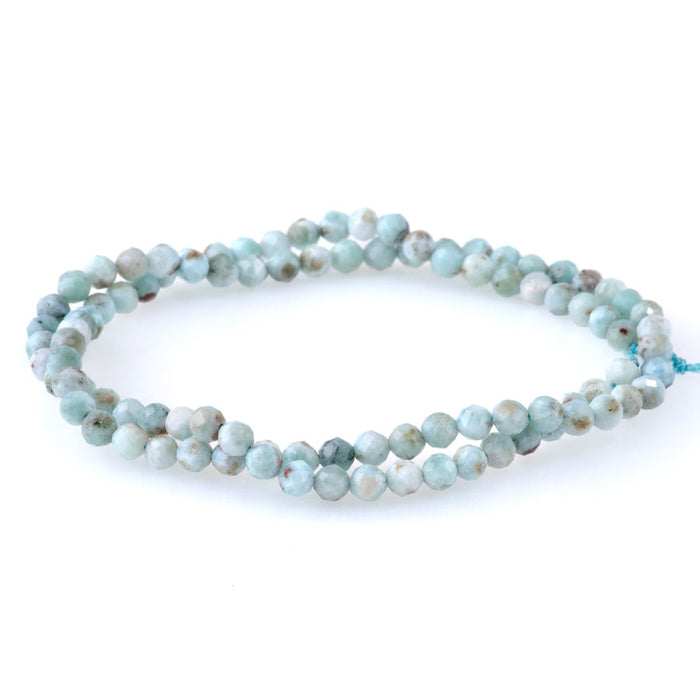 Larimar 4mm Microfaceted Round A Grade - 15-16 Inch