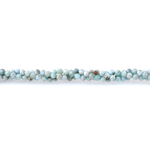 This is a Dakota Stones 4mm Larimar Microfaceted Gemstone strand with round beads in 15-16 inch strand.
