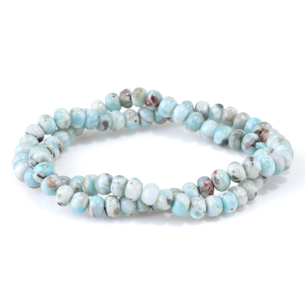 Larimar Beads – 4x6mm Rondelle with Matrix, 15–16