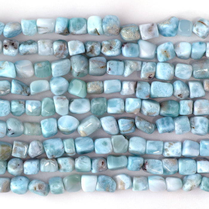 Larimar 5-6mm Free Form Cube A Grade  - 15-16 Inch