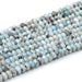This is a Dakota Stones 5x8mm Larimar Gemstone strand with faceted rondelle beads in 15-16 inch strand.