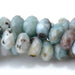 This is a Dakota Stones 5x8mm Larimar Gemstone strand with faceted rondelle beads in 15-16 inch strand.
