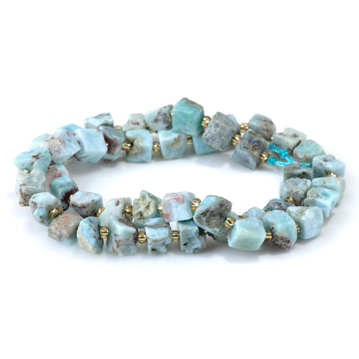Larimar 6-8mm Irregular Cube A Grade - 15-16 Inch