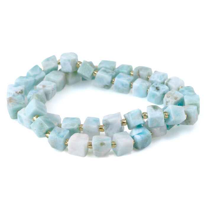 Larimar 6-8mm Irregular Cube AA Grade - 15-16 Inch