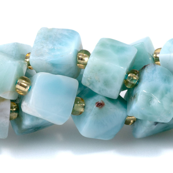 Larimar 6-8mm Irregular Cube AA Grade - 15-16 Inch