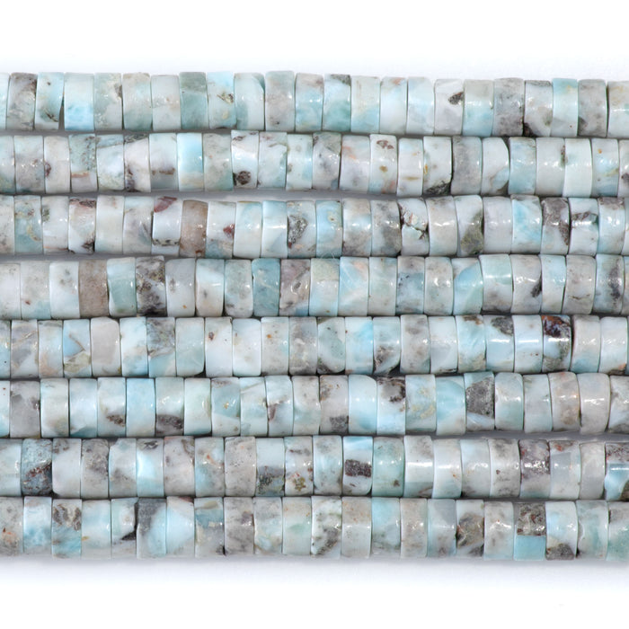 Larimar 6mm Heishi with Matrix - 15-16 Inch