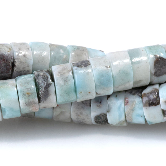 Larimar 6mm Heishi with Matrix - 15-16 Inch