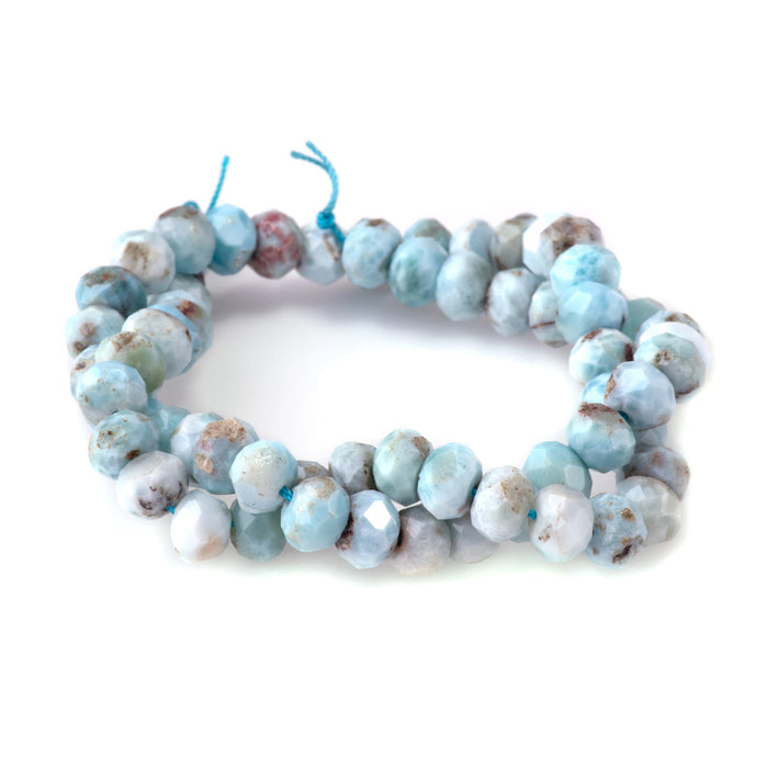 Larimar 6x8mm Faceted Rondelle A Grade - 15-16 Inch