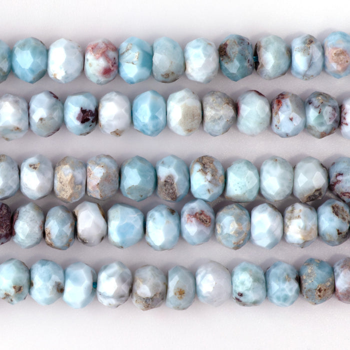 Larimar 6x8mm Faceted Rondelle A Grade - 15-16 Inch