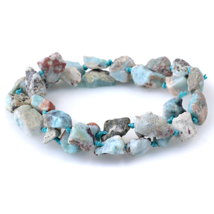 Larimar 8x10-10x12mm Rough Nugget A Grade- 15-16 Inch