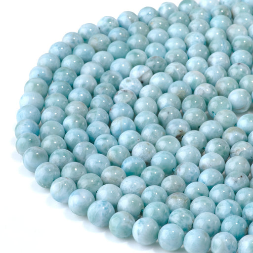 This is a Dakota Stones 8mm Larimar Gemstone strand with AA grade round beads in 15-16 inch strand.