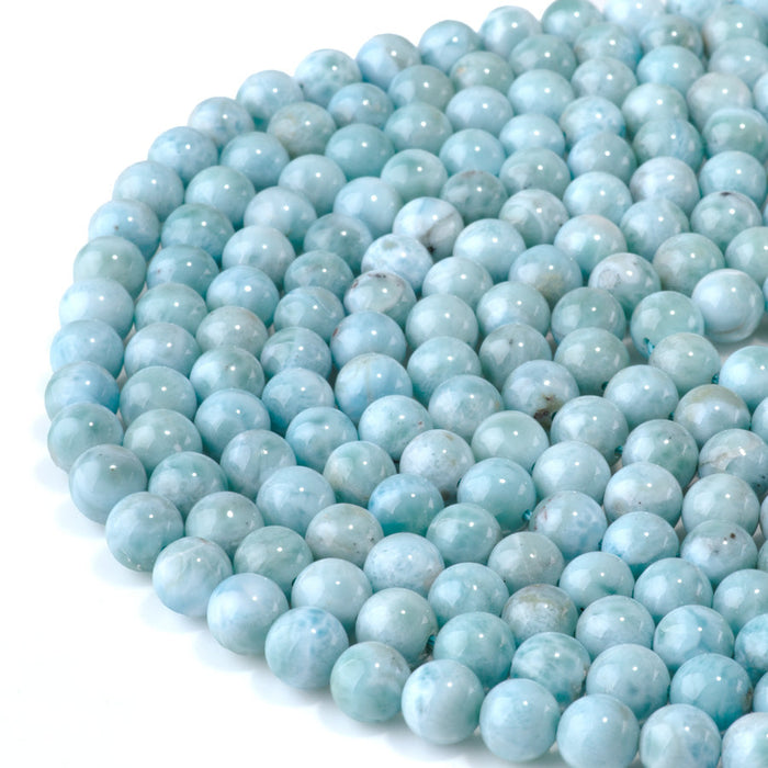 This is a Dakota Stones 8mm Larimar Gemstone strand with AA grade round beads in 15-16 inch strand.