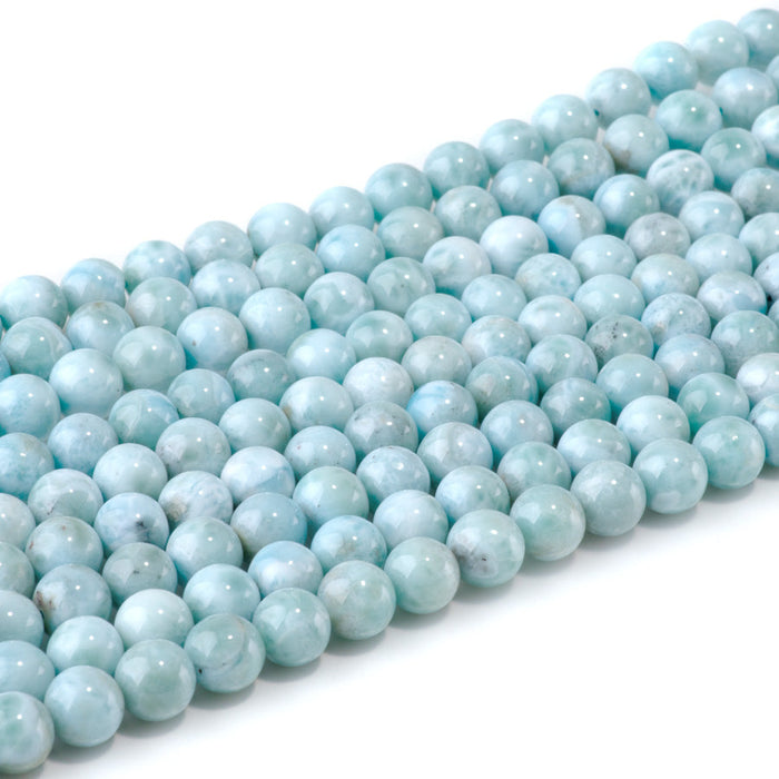 This is a Dakota Stones 8mm Larimar Gemstone strand with AA grade round beads in 15-16 inch strand.
