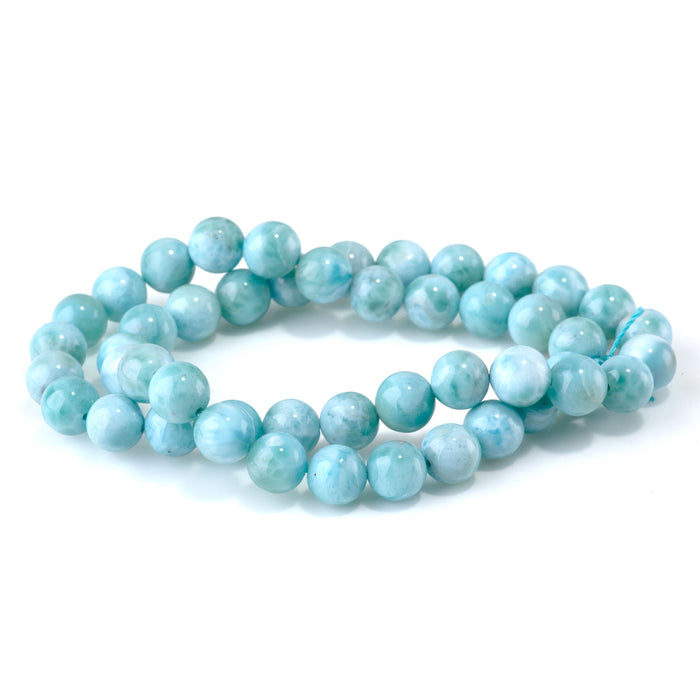 Larimar 8mm Round Beads AAA Grade - 15-16 Inch