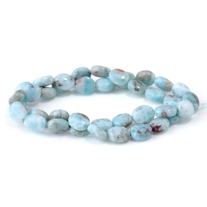 Larimar 8x10mm Puff Oval Beads A Grade - 15-16 Inch