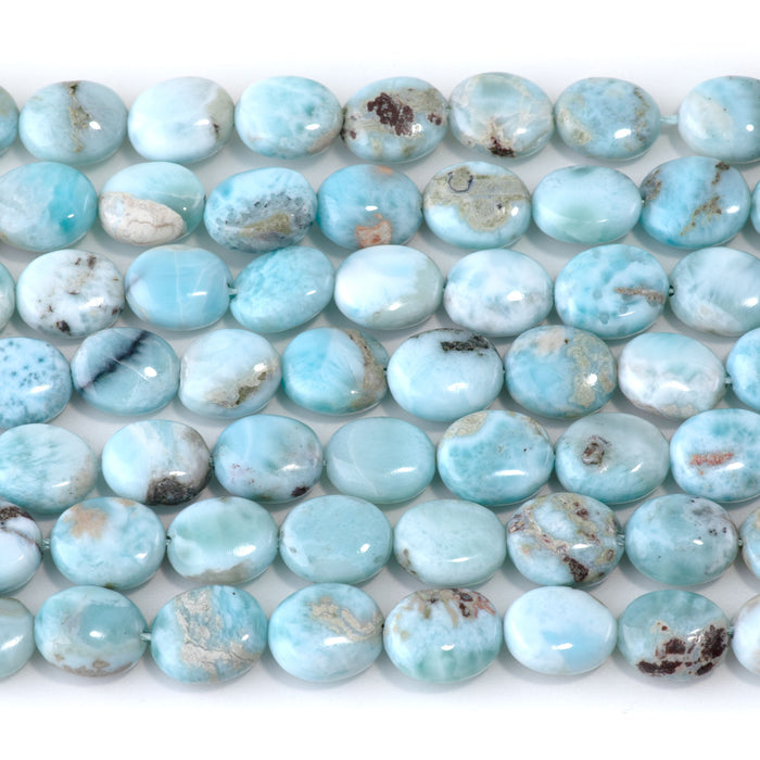 Larimar 8x10mm Puff Oval Beads A Grade - 15-16 Inch