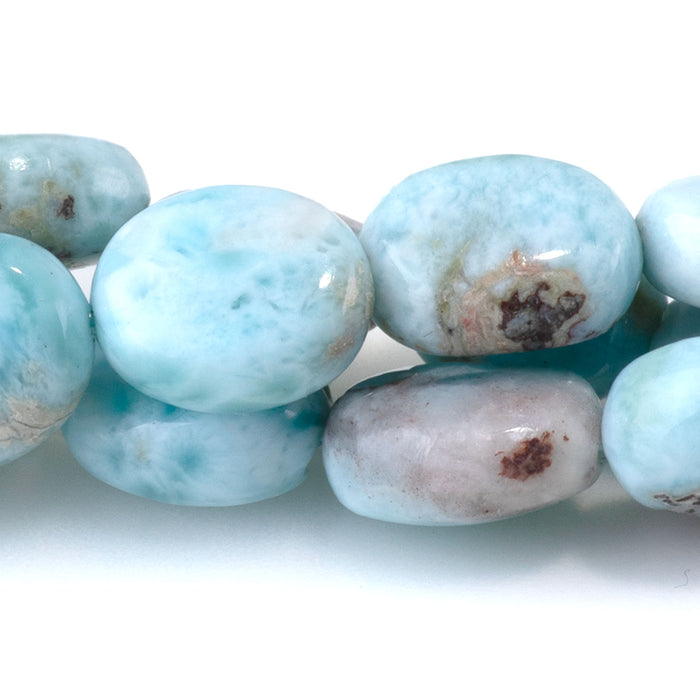 Larimar 8x10mm Puff Oval Beads A Grade - 15-16 Inch