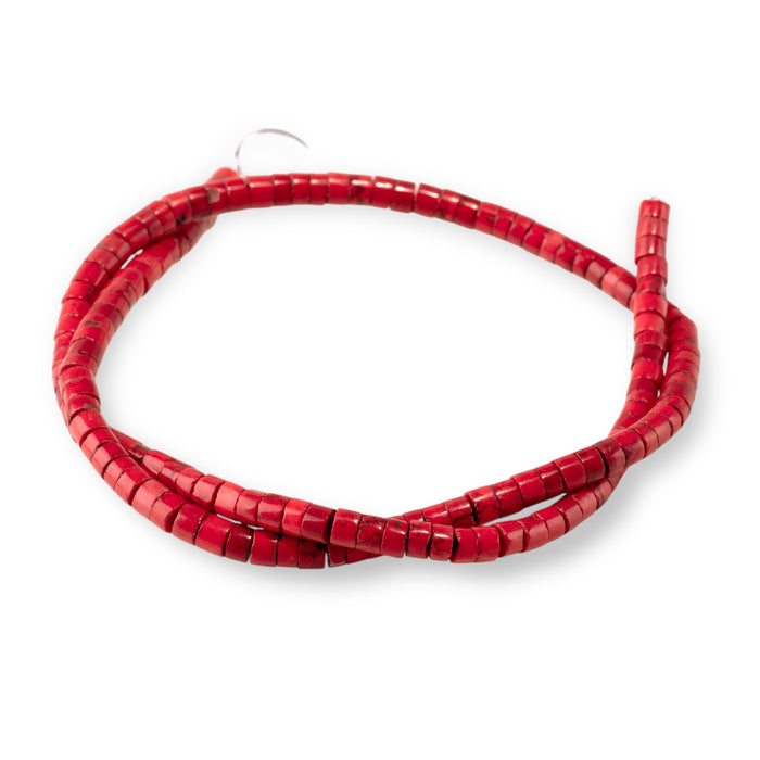 Magnesite 4mm Red (Dyed) Heishi - 15-16 Inch