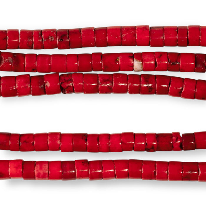 Magnesite 4mm Red (Dyed) Heishi - 15-16 Inch
