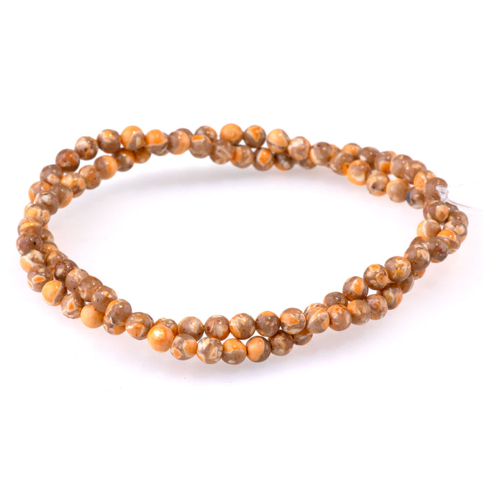 Magnesite (Dyed) Orange 4mm Round - 15-16 Inch