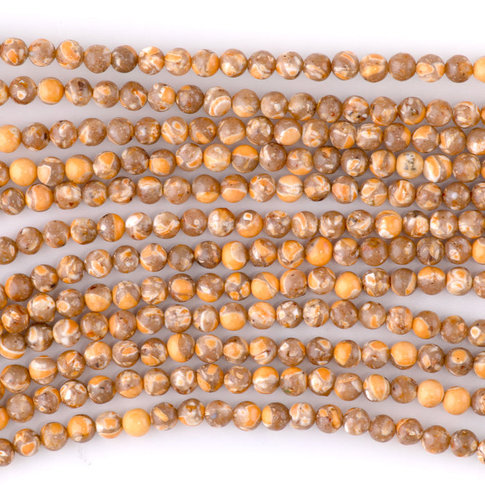 Magnesite (Dyed) Orange 4mm Round - 15-16 Inch