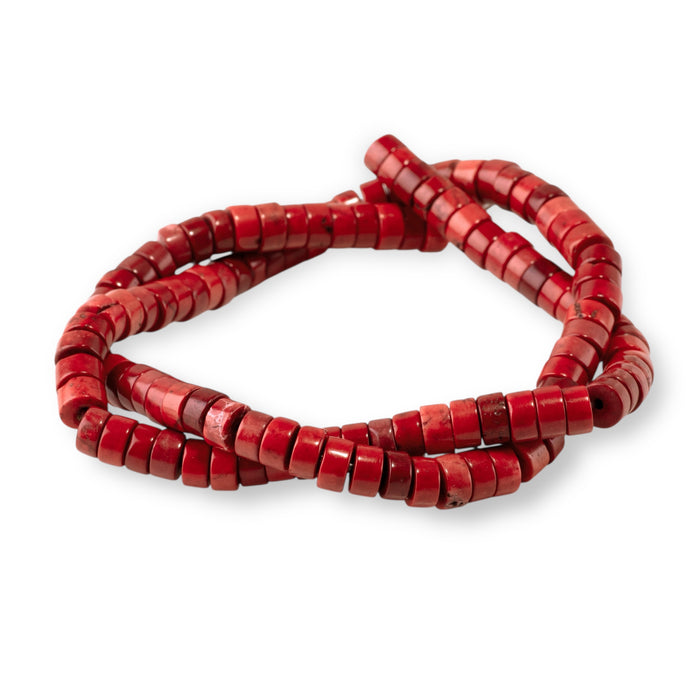 Magnesite 6mm Red (Dyed) Heishi - 15-16 Inch