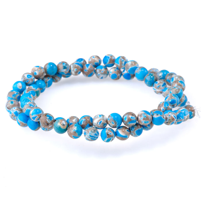 Magnesite (Dyed) Blue 6mm Round - 15-16 Inch