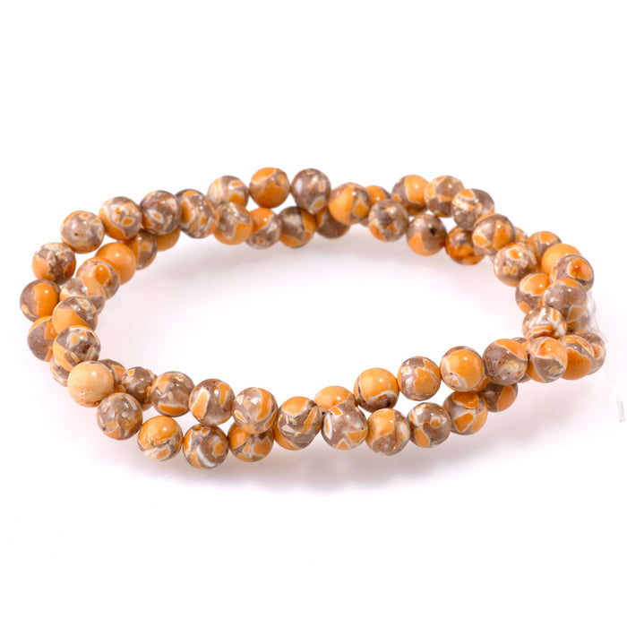 Magnesite (Dyed) Orange 6mm Round - 15-16 Inch