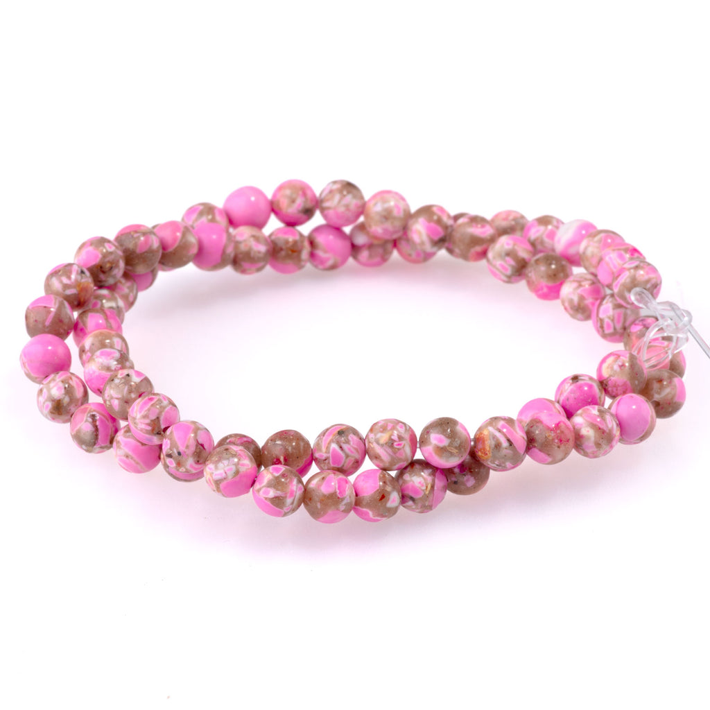 Magnesite (Dyed) Hot Pink 6mm Round - 15-16 Inch — Dakota Stones