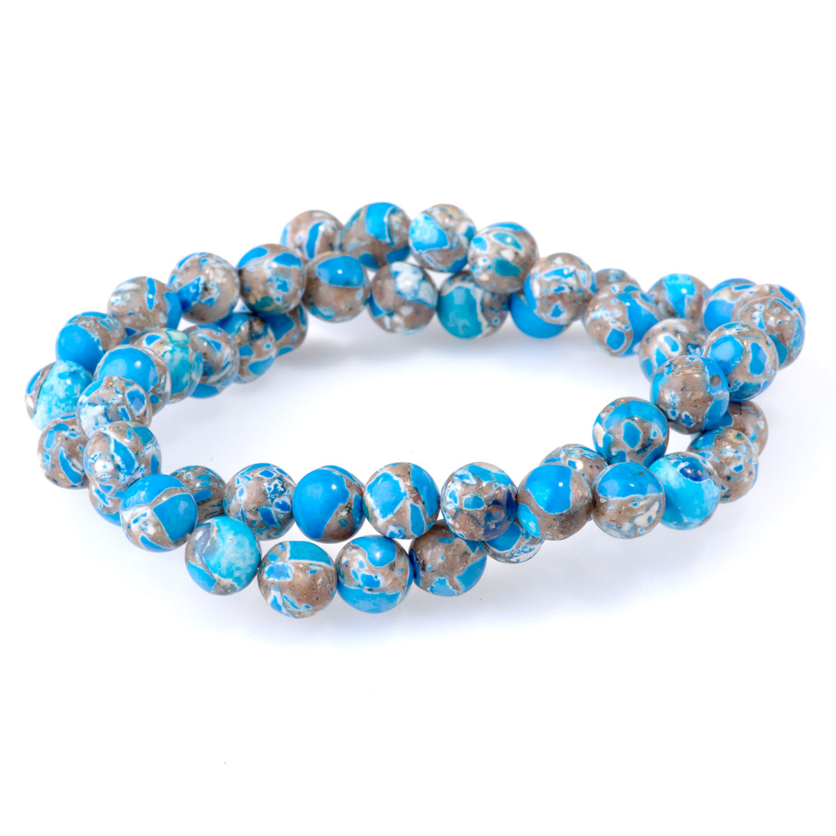 Dyed Magnesite Beads – 8mm Round Blue, 15–16