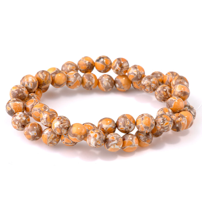 Magnesite (Dyed) Orange 8mm Round - 15-16 Inch