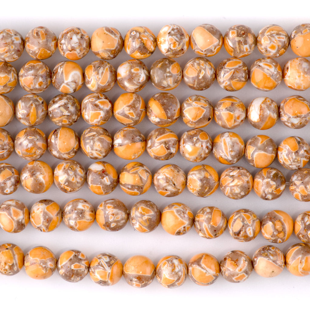 Magnesite (Dyed) Orange 8mm Round - 15-16 Inch — Dakota Stones