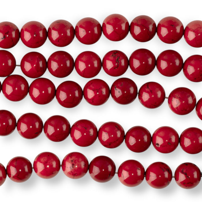 Magnesite 8mm Red (Dyed) Round - 5-16 Inch