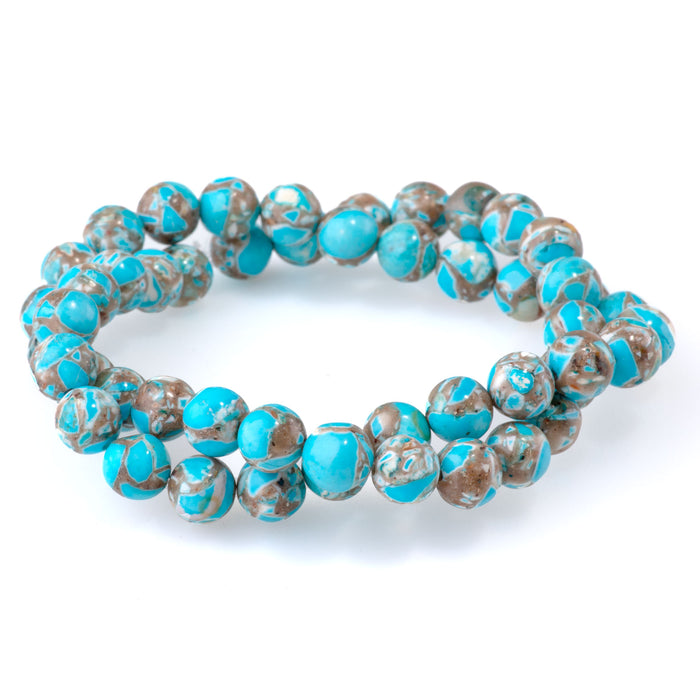 Magnesite (Dyed) Turquoise Blue 8mm Round - 15-16 Inch