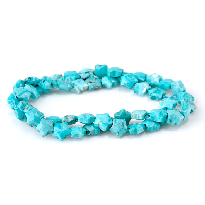 Magnesite 8mm (Dyed) Turquoise Faceted Star Bead - 15-16 Inch