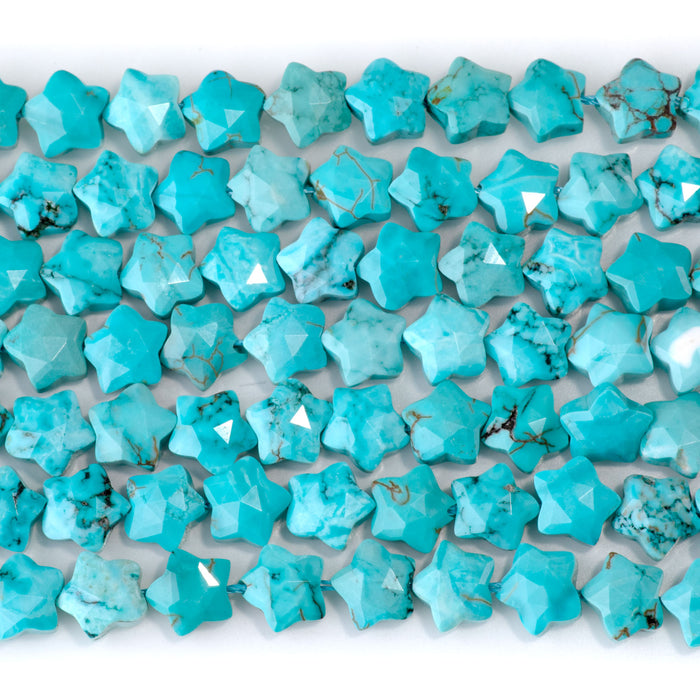 Magnesite 8mm (Dyed) Turquoise Faceted Star Bead - 15-16 Inch