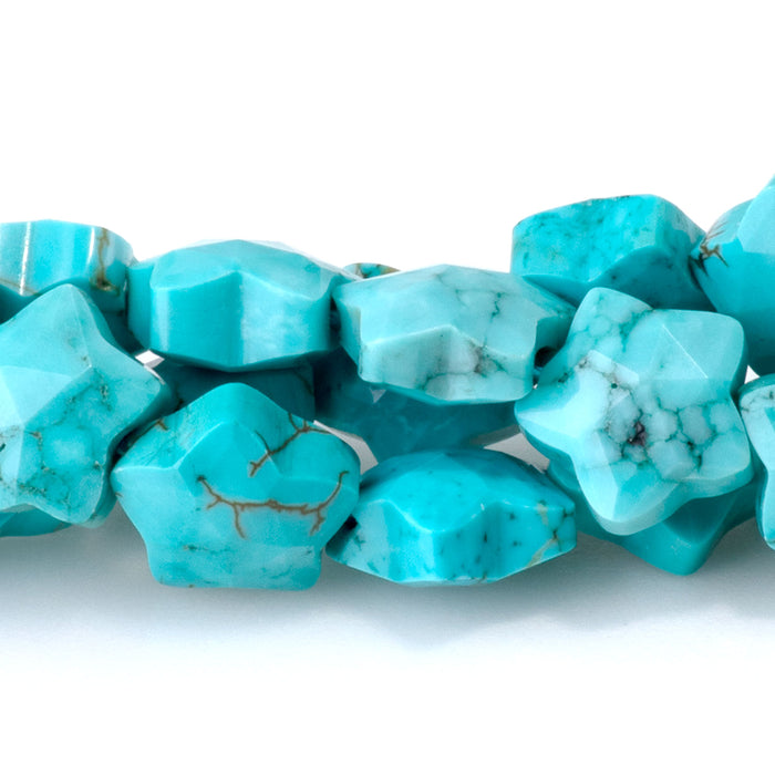 Magnesite 8mm (Dyed) Turquoise Faceted Star Bead - 15-16 Inch
