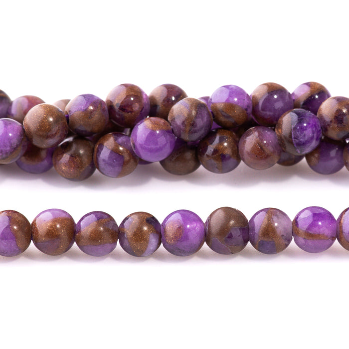 Purple Marbeled Quartz 6mm Round - Large Hole Beads