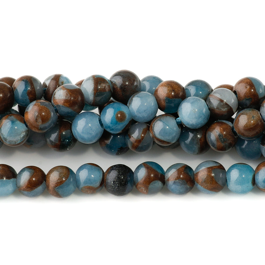 Sky Blue Marbeled Quartz 6mm Round - Large Hole Beads