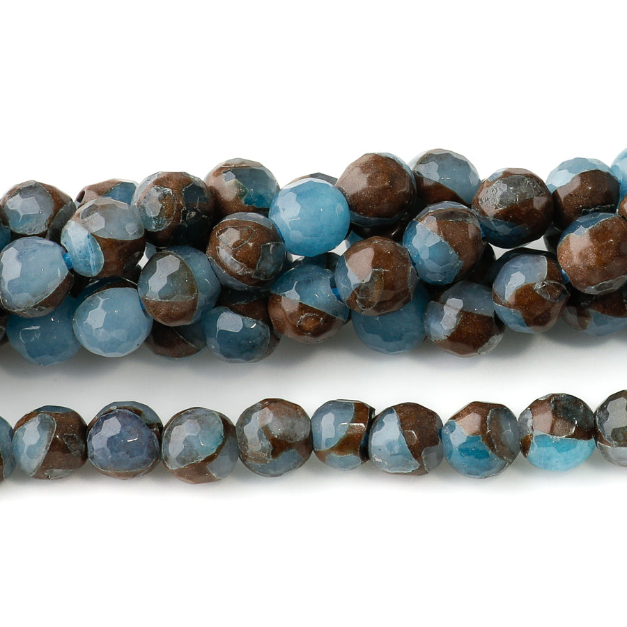Sky Blue Marbeled Quartz 6mm Round Faceted - Large Hole Beads