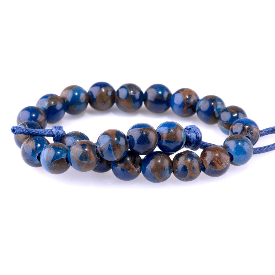 Blue Marbled Quartz 8mm Round - Large Hole Beads